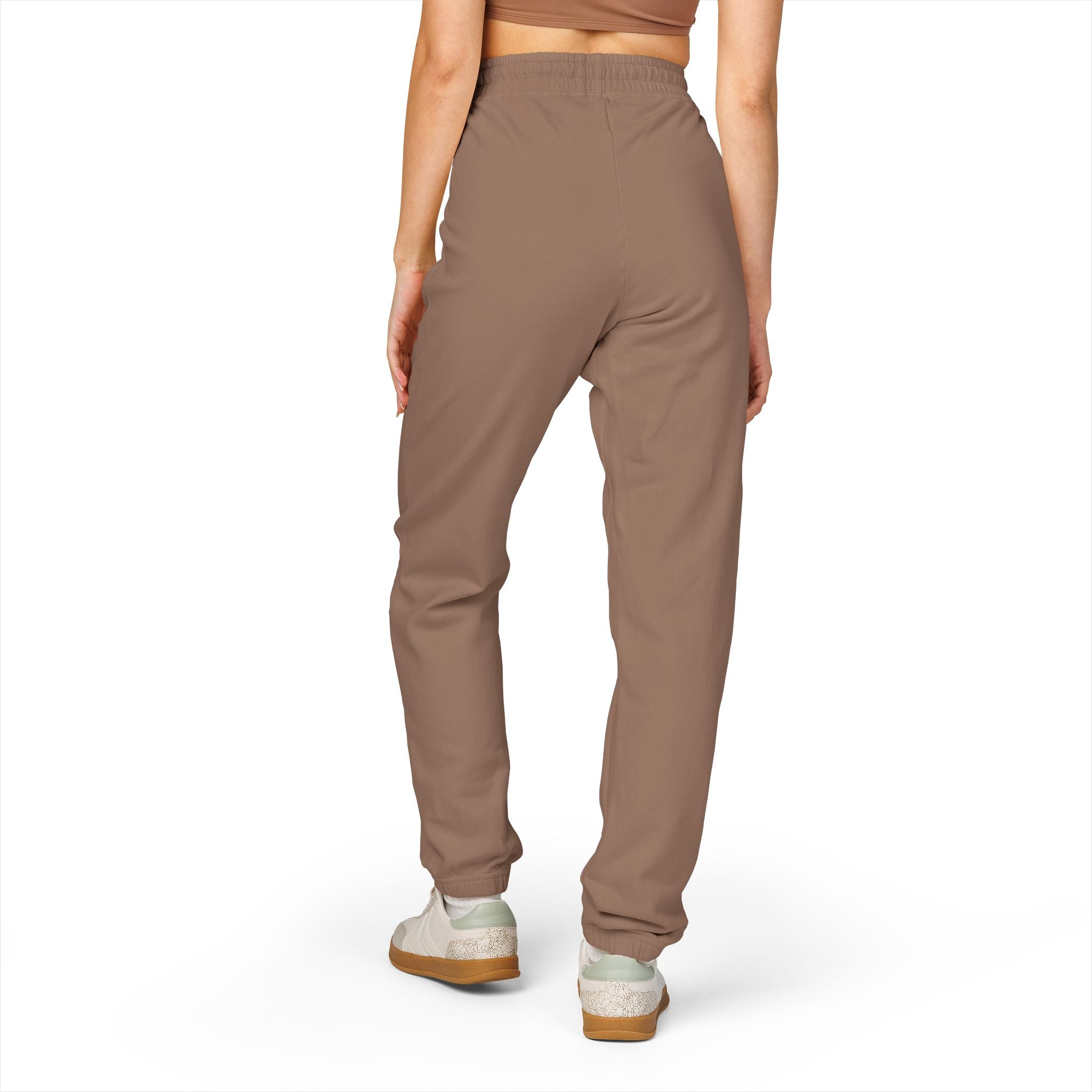 Embroidered Sun Logo Sweatpants — Natural Garment-Dyed Fleece Joggers