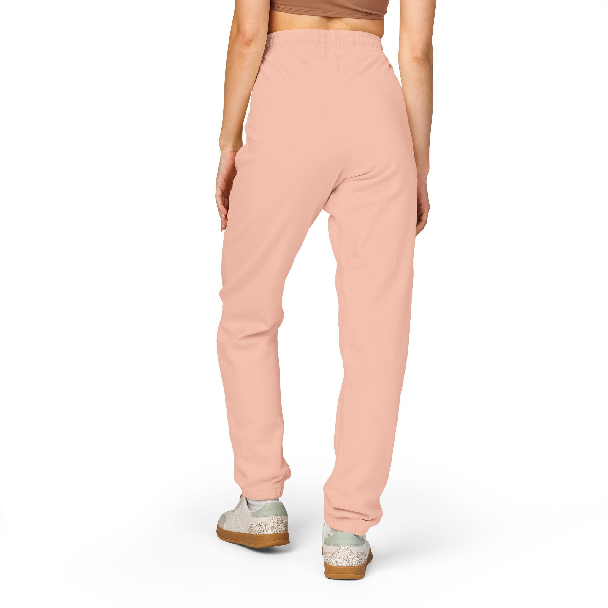 Embroidered Sun Logo Sweatpants — Natural Garment-Dyed Fleece Joggers