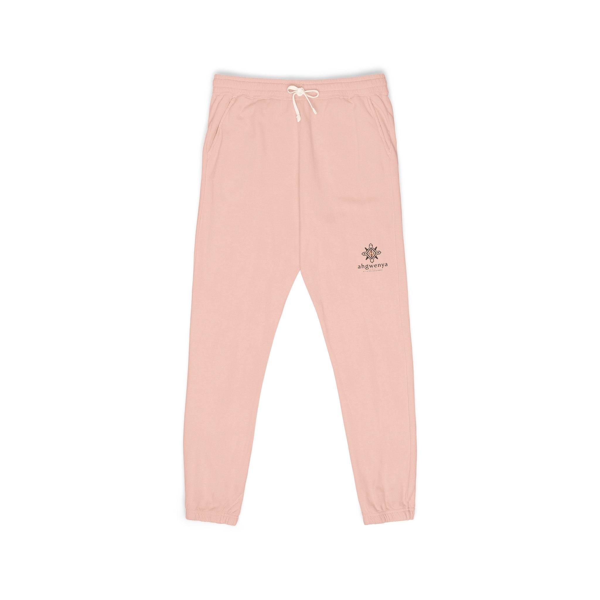 Embroidered Sun Logo Sweatpants — Natural Garment-Dyed Fleece Joggers